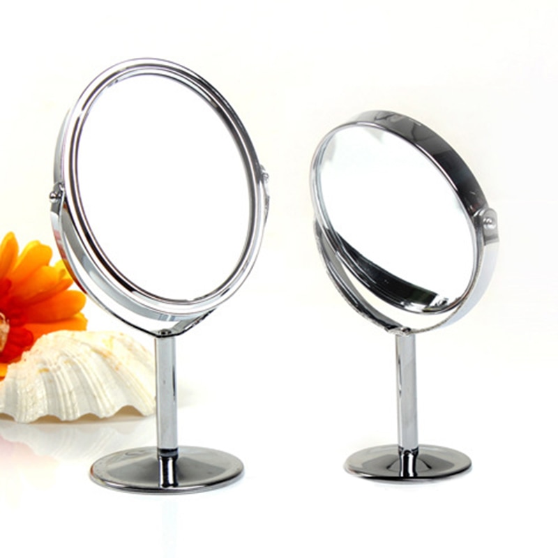 Spiegel Mode Draagbare Ronde Vorm Makeup Spiegel Duurzaam Dubbelzijdige Metalen Cosmetische Vergrotende Spiegel