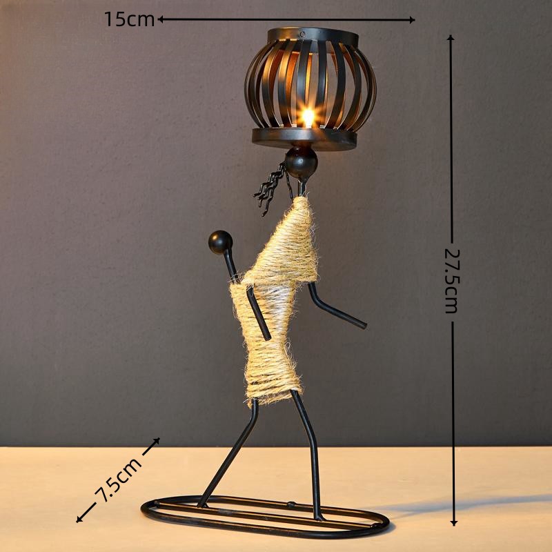 Portavelas de Metal nórdico, candelabro Vintage hecho a mano con personaje abstracto para boda, hogar, cafetería, mesa, decoración artística,: Borgoña