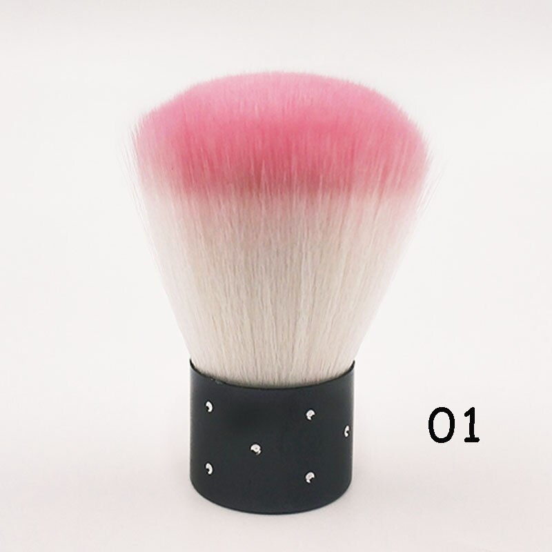 Bqan nagelverktyg borste för akryl & uv gel nail art dust clean borste manikyr pedikyr verktyg rosa gul lila röd kabuki borste: 01