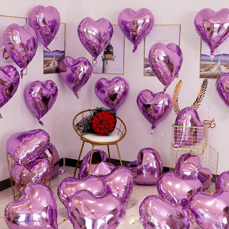 10 Stuks Van 18 Inch Aluminium Ballon Valentijnsdag Pak Kan Dag Verjaardag Decoratie Bruiloft Liefde Verjaardag Hart Decoratie pe: Fluorescentie Geel