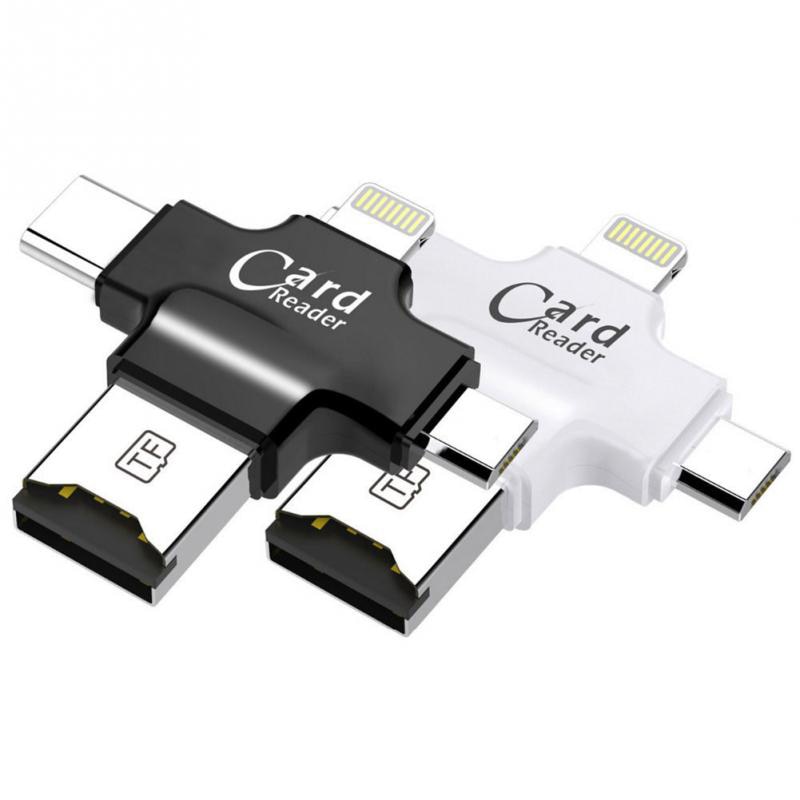 4 en 1 lector de tarjeta tipo C Adaptador micro USB Lector de Tarjetas Micro SD tarjeta para iPhone/iPad inteligente OTG