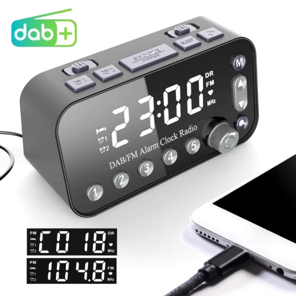 Stereo Audio Simple Use DAB/FM Clock MP3 Radio Player with Dual Alarm Setting Double USB DC 5V 2A MP3WMA Car Radio Player