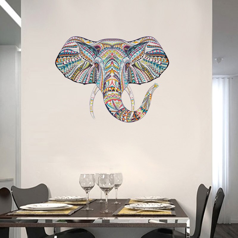 75cm x 56cm fargerike elefant tapet klistremerker dekal for stue dekorasjon soverom dekor hjem dekor kunst klistremerker