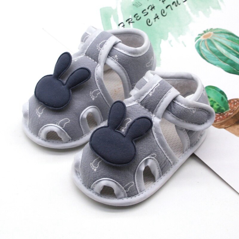 Zomer babyschoentjes babymeisje holle zachte zool prinses wiegschoentjes konijnenpatroon prewalkers: Bruin / 7-12 maanden