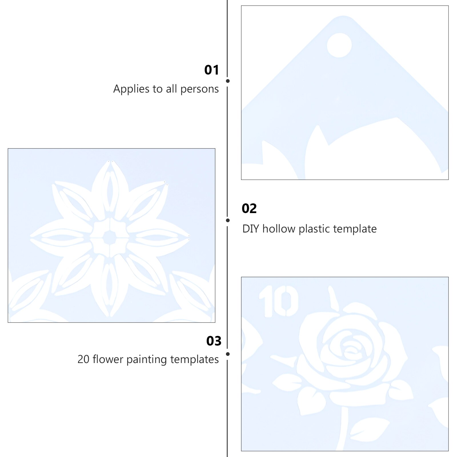 20 Sheets Festival Romantic Flower DIY Template DIY Painting Template Drawing Template
