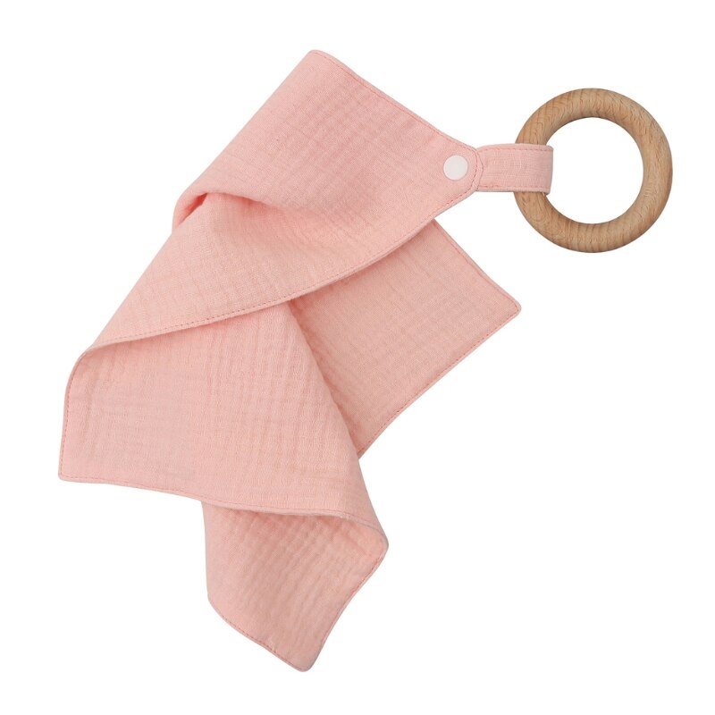 1pc baby hagesmæk spyt håndklæde med træbinder nyfødt ensfarvet trykknap blød absorberende håndklæde burp klude gym legetøj: Q186
