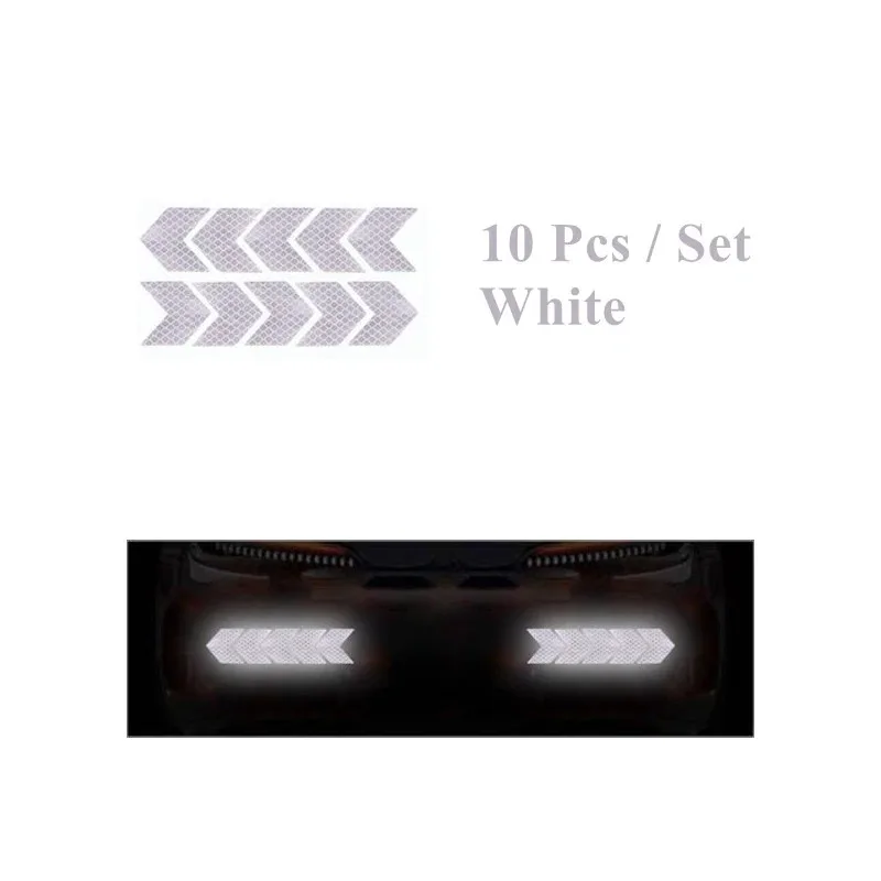 Bike Frame Sticker Arrow Reflective Sticker Car Motorcycle Bicycle Decal Safety Cycling Reflective Tape Bike Accessories: WHITE