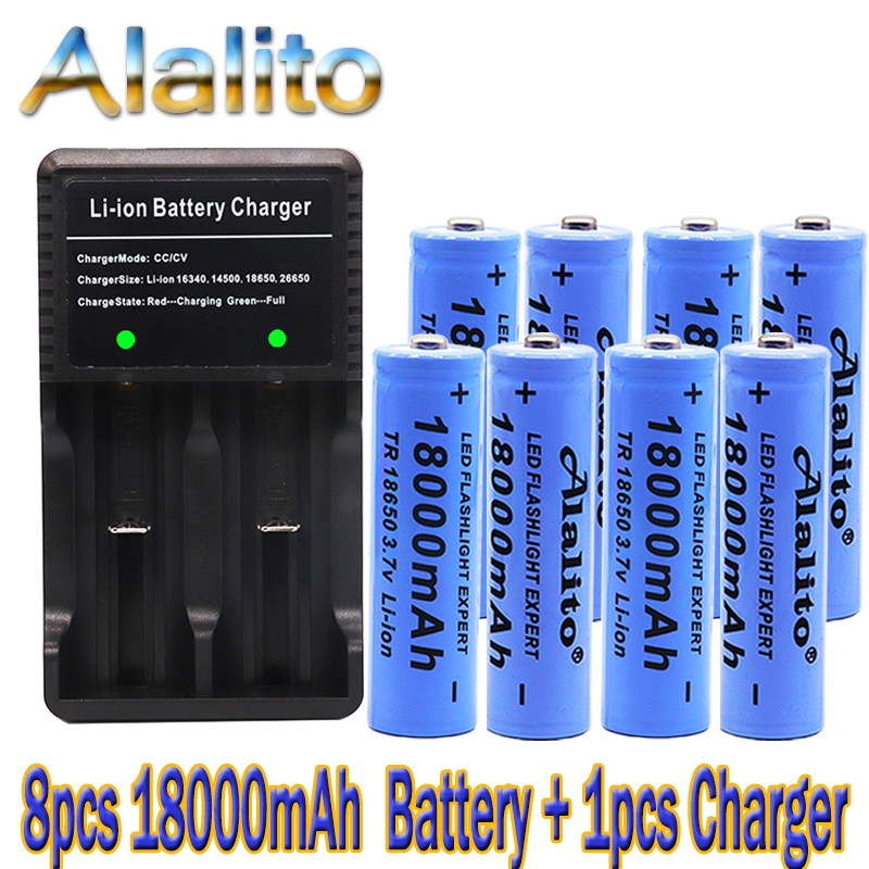 100% Original 3.7v 18000mah 18650 Lithium Rechargeable Battery For battery pack power tool Flashlight batteries+charger: Yellow