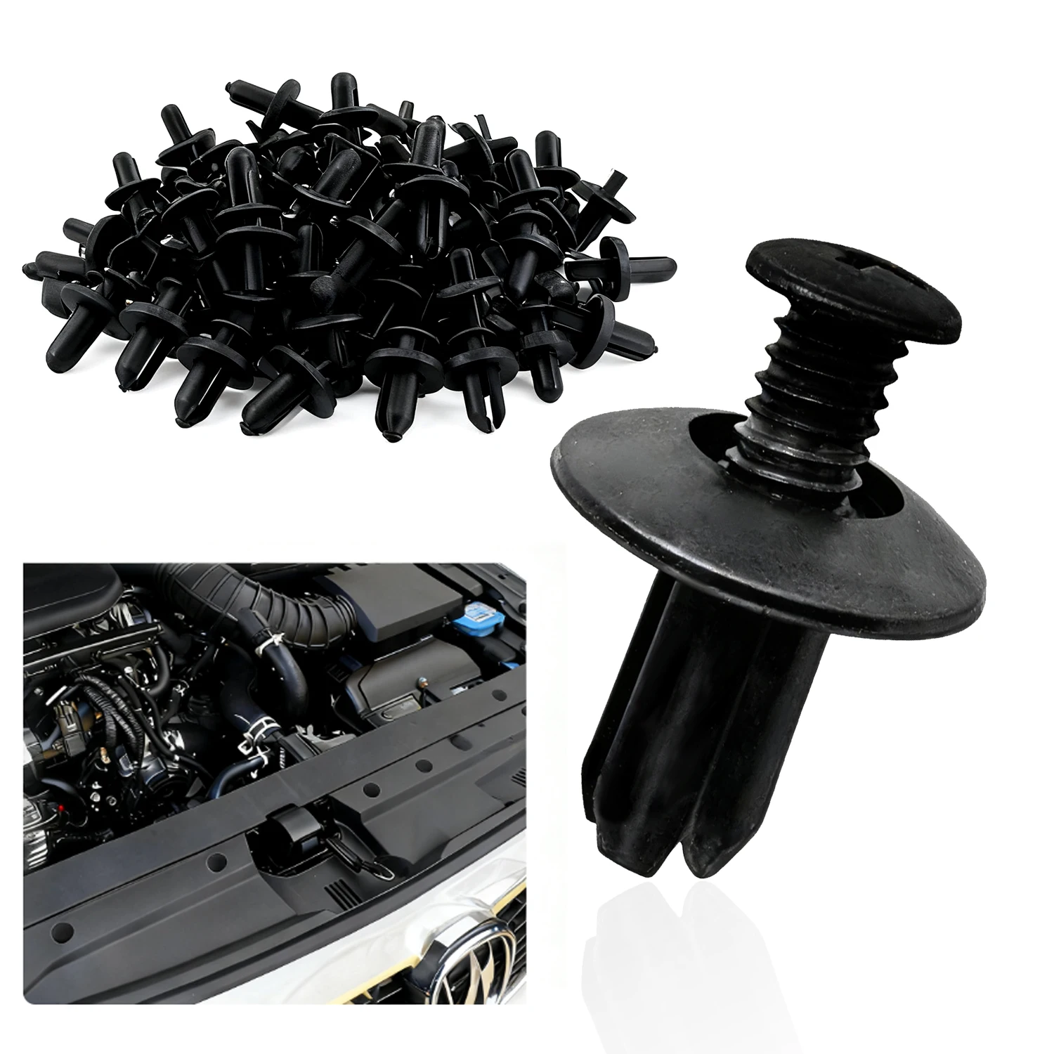 20/100 stuks 6-10mm- gats plastic klinknagels bevestigingsclip zwart auto deurpaneel bevestigingsclip autoaccessoire