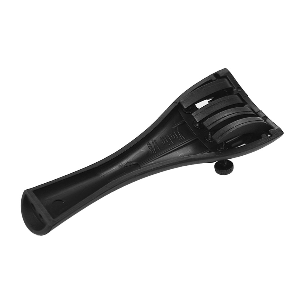 Violin Tailpiece Carbon Fiber Violin Fiddle Tailpiece with 4 Fine Tuners & Tailpiece Gut Cord for 4/4 3/4 1/2 1/4 1/8 Violins