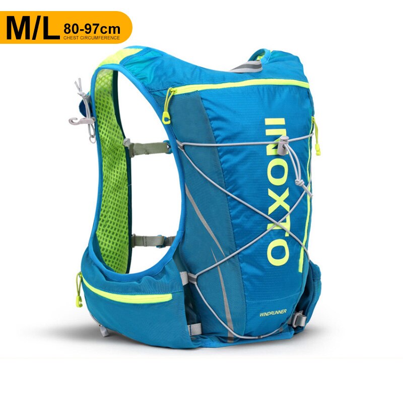 Chaleco de hidratación para correr de 8L, mochila para hombre y mujer, bolsas de agua para deportes al aire libre, Maratón, trotar, senderismo, mochila: Blue M 80 to 97cm