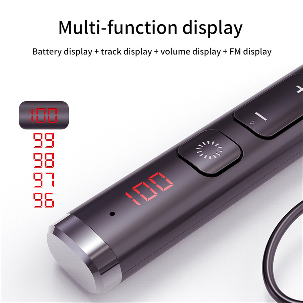 Słuchawki bezprzewodowe Bluetooth 5.0 Słuchawki HiFi Stereo Wiszące na szyję Sportowe zestawy słuchawkowe Obsługa kart Bluetooth TF Odtwarzanie dźwięku FM