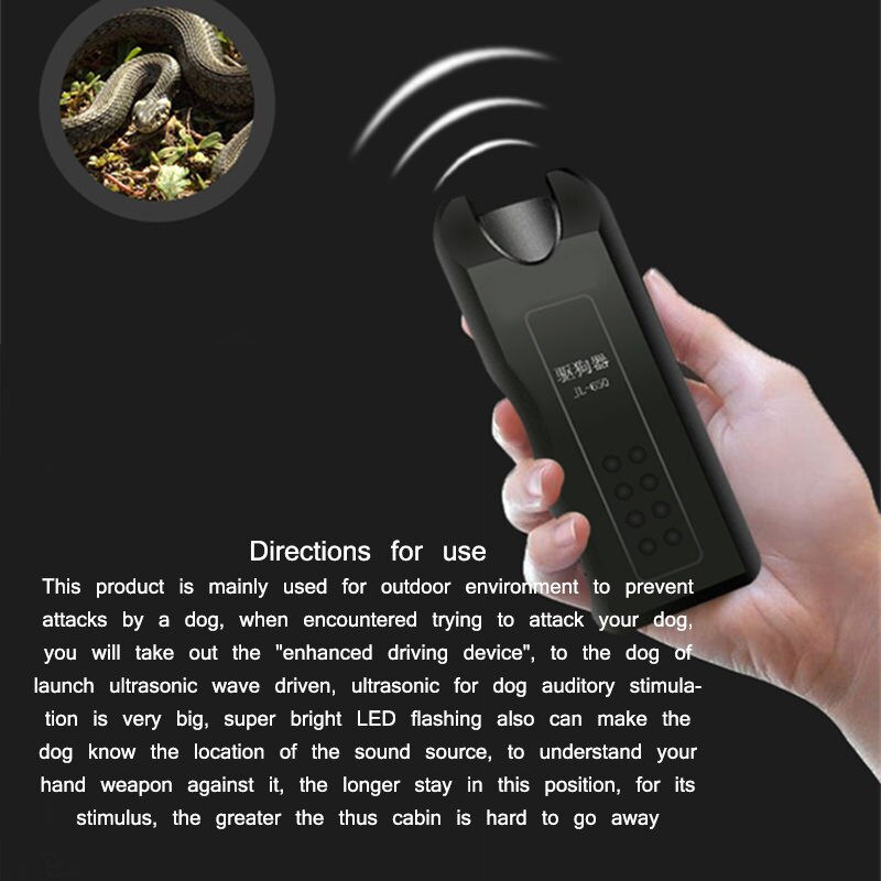 Ultrasonic Dog Chaser Stop Aggressive Animal Attacks Repeller Flashlight Dog Training Supplies LED Light