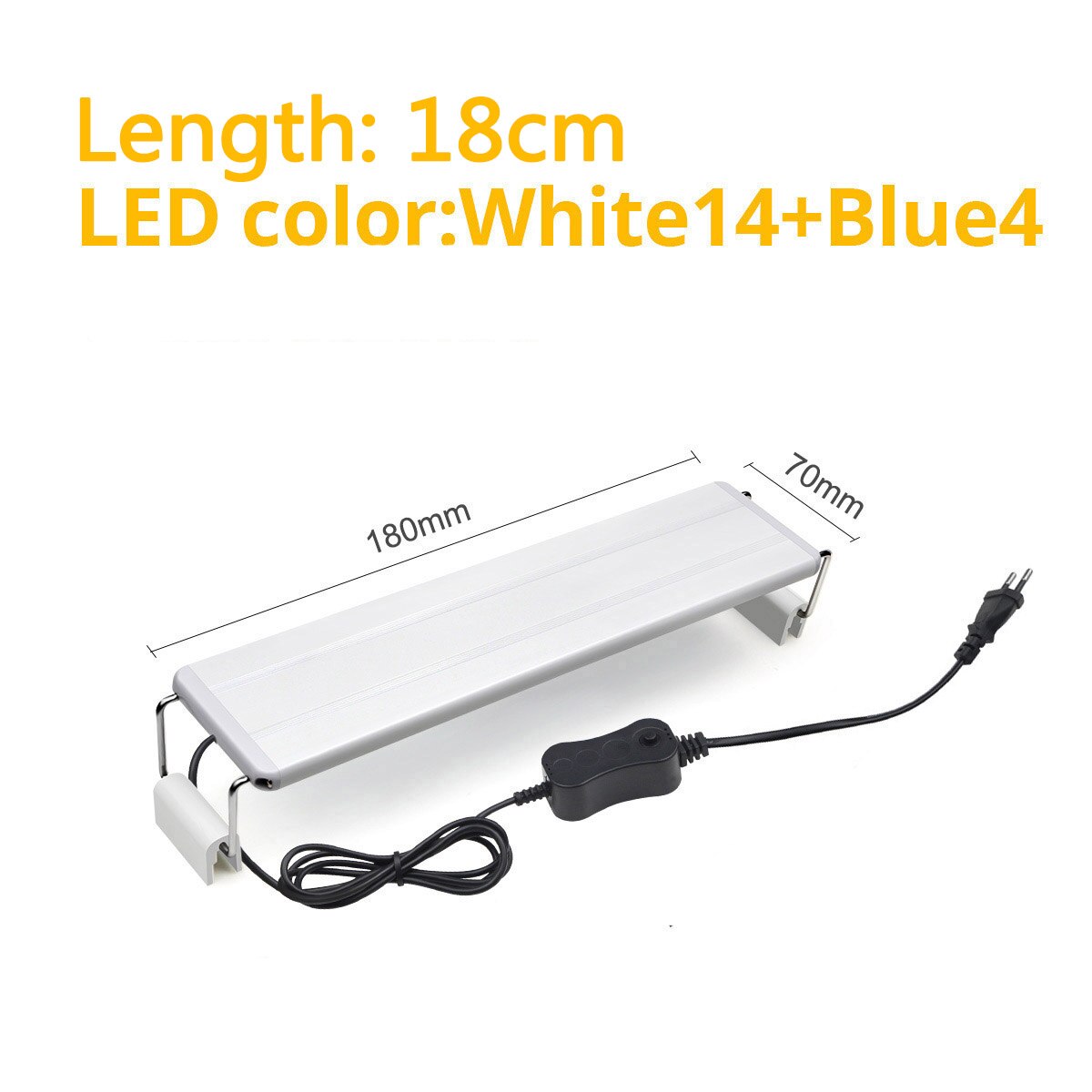 LED Aquarium Light Clip-on Fish Tank light Aquatic Plants Grow Light 10W/15W/20W/25W Aquatic Freshwater Waterproof Lamp EU Plug: 18CM