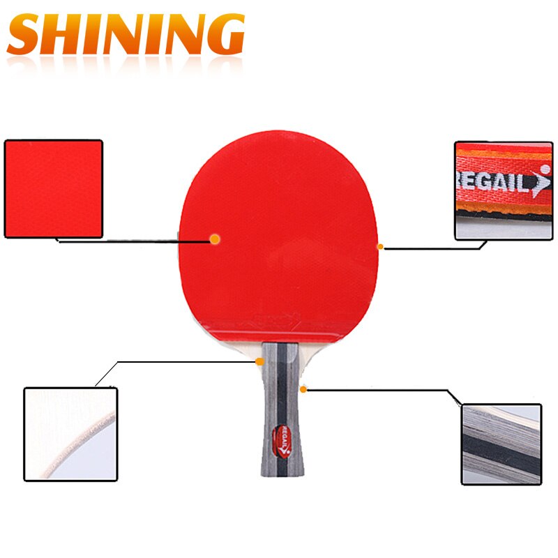 8020 Shake Hand Grip Lange Steel Tafeltennis Racket Ping Pong Paddle Puistjes In Rubber Ping Pong Racket Met zak Tafeltennis