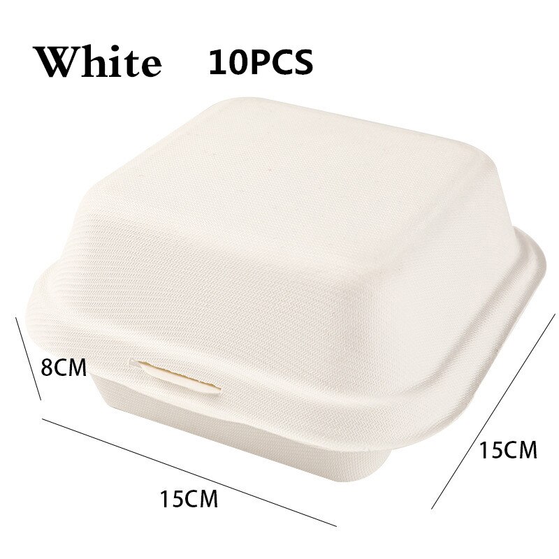 10/20 Stuks Wegwerp Bento Voedsel Containers Bakken Dessert Taart Kom Verpakking Burger Snack Dozen Microwavable Thuis Lunchbox: White-10pcs