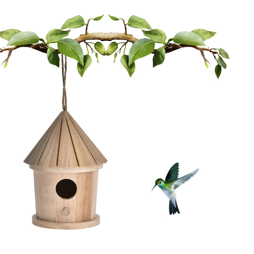 Houten Vogel Huis Nest Handgemaakte Milieuvriendelijke Vogelnest Kooi Outdoor Vogelhuisje Tuin Yard Opknoping Decoratie Ambachten