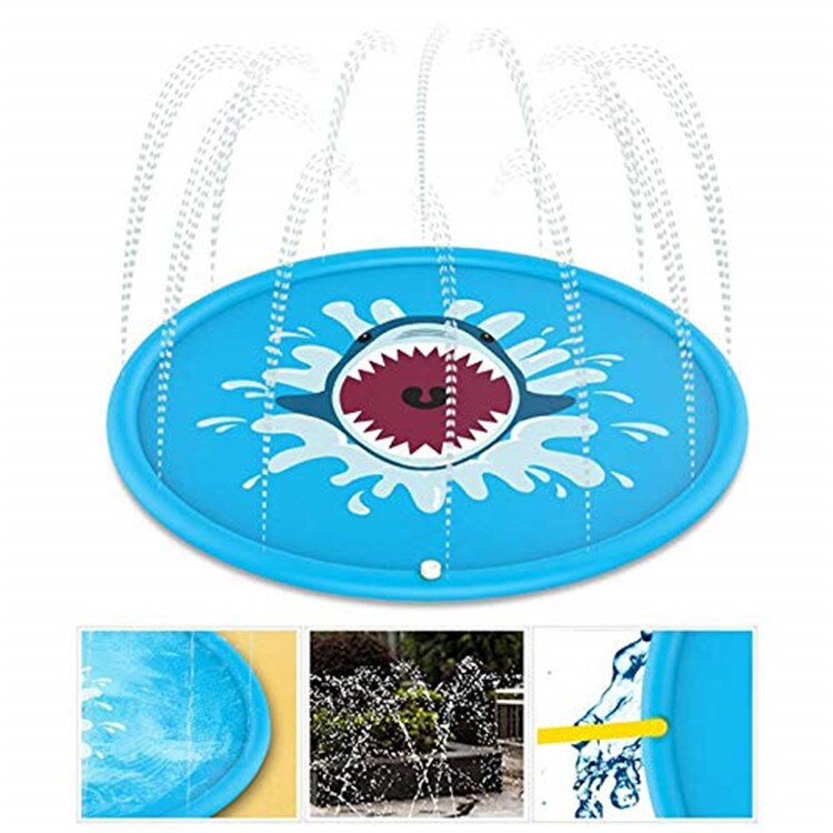 170cm Summer Children's Baby Play Water Mat Games Beach Pad Lawn Inflatable Spray Water Cushion Toys Swiming Pool Accessories: Sky Blue