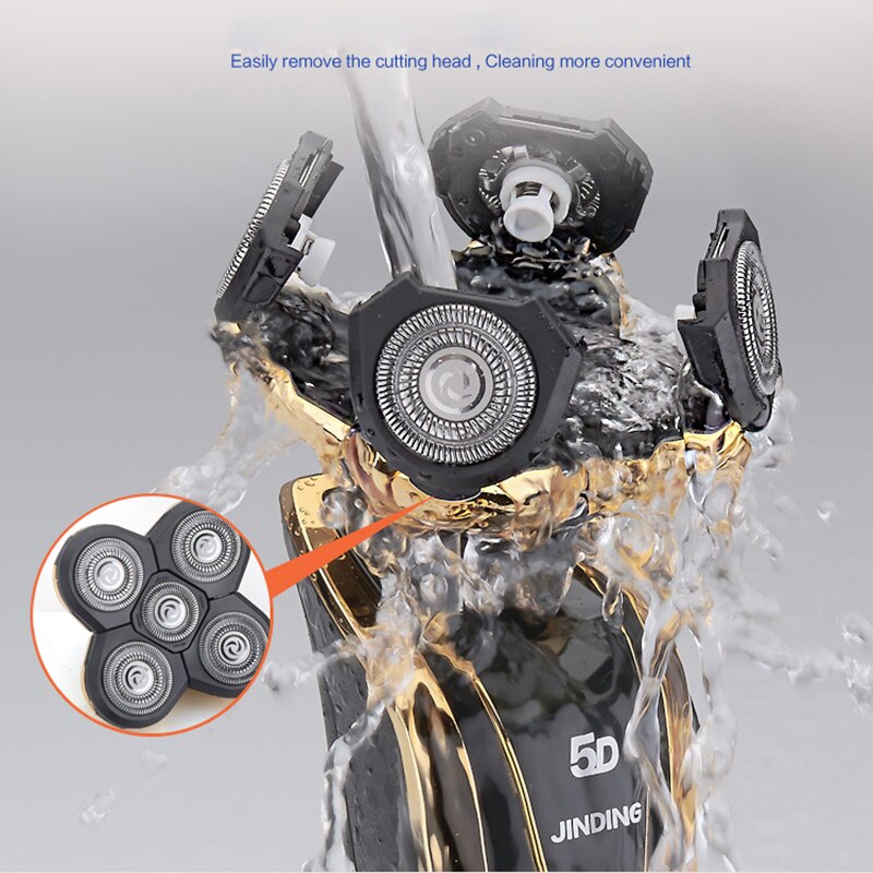 JINDING 5 Blade Electric Shaver for Men Rechargeable Razor Original Shavers Washable 3D Floating Head Beard Shaving Machine