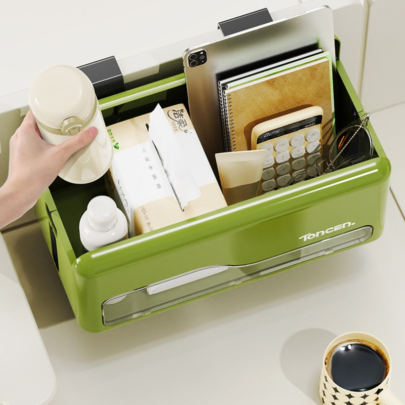 Organizador de escritorio plegable sin taladro para montaje en pared, caja de almacenamiento colgante multicolor para cocina, sala de estar, mesita de noche, gancho de almacenamiento para oficina