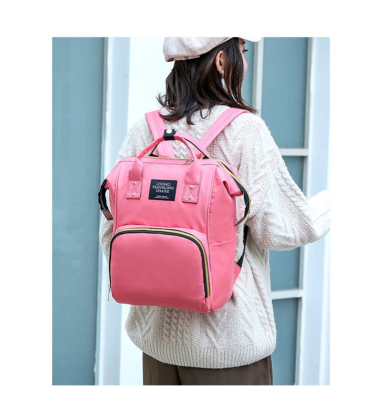 Stijl Luiertas Multifunctionele Mother 'S Tas Mode Baoma Bag Zuigfles Schouder Aiaper Rugzak-+: Pink