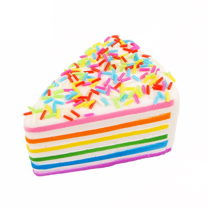 Kawaii pehmeä löysä värikäs sateenkaari kakku leipä puhelin hihnat hitaasti nouseva pulla hurmaa lelut stressin lievitys hauskaa 9*6*5.5cm