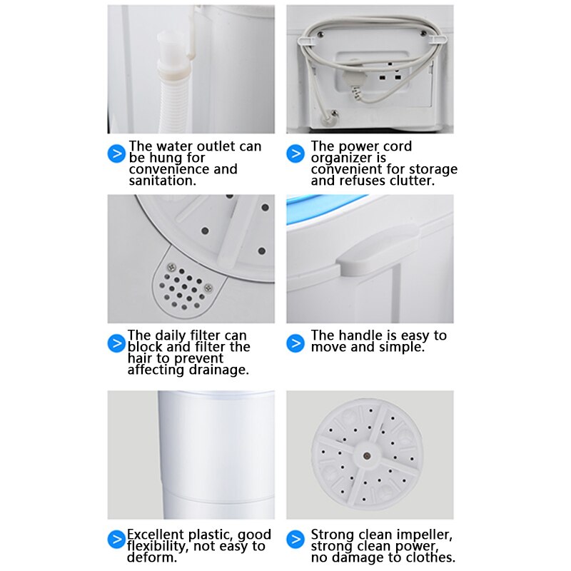 Washing Machine Small Portable Mini Washing Machine 2.2kg Single Bucket Dip Washing Deodorant Timed Small Size CY