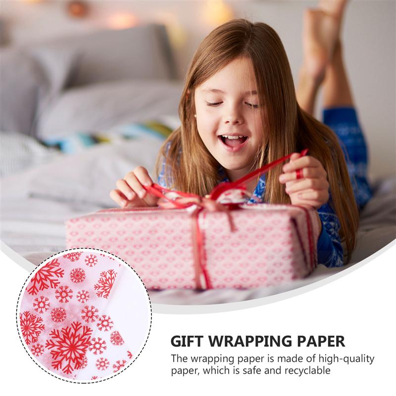 4 Packs Wrapping Paper Christmas Series Snowflake Thin Tear-Resistant Wrapper Tissue Paper for Craft