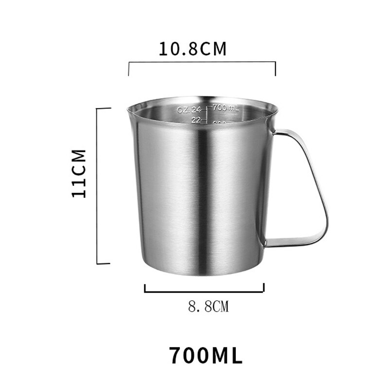 304 Stainless Steel Measuring Cups With Scale Milk Tea Cup Kitchen Baking Measuring Cup Measuring Spoon 5 Size: 700ml