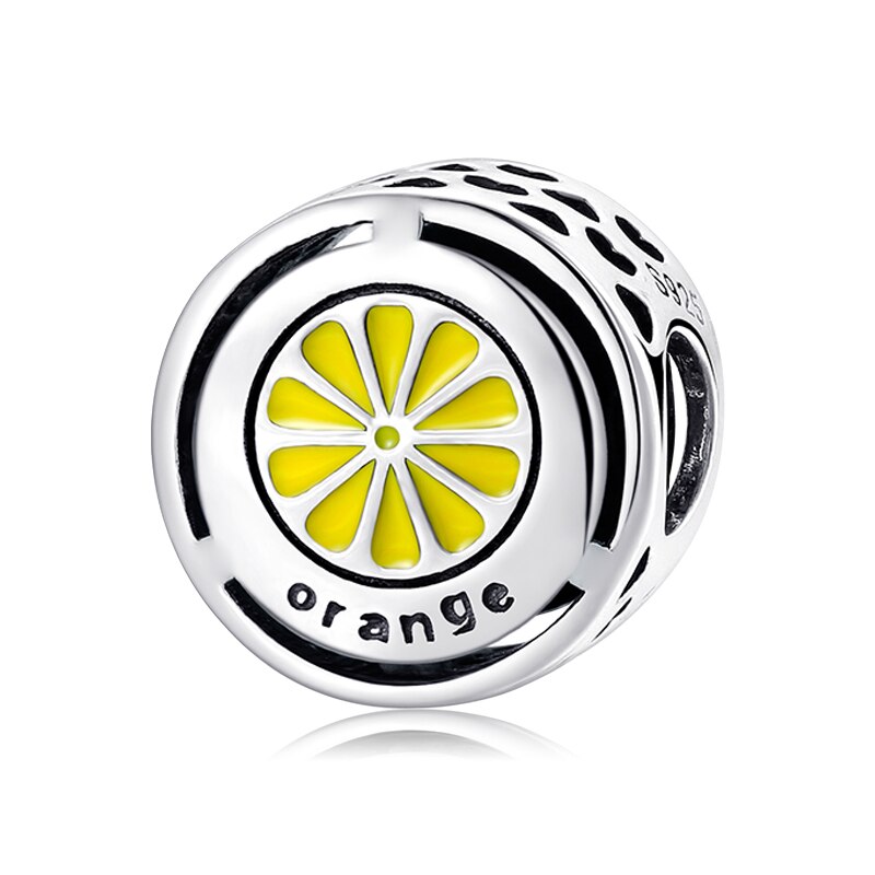 925 Sterling Sliver Yellow Enamel Apple Pear Banana Charms Beads Fits Original European Charms Bracelet Bangles DIY Jewelry: PC0351