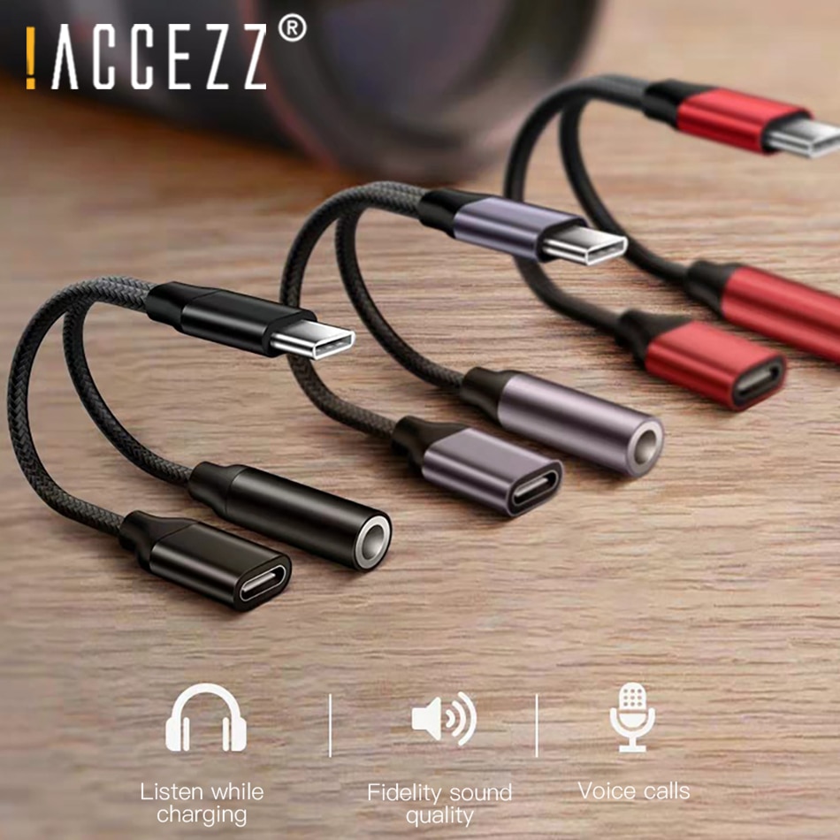 ¡! ACCEZZ-Adaptador de carga USB tipo C para auriculares, Conector de carga auxiliar para Huawei Mate 20 P40 20 Xiaomi Mi6 LG, 3,5mm