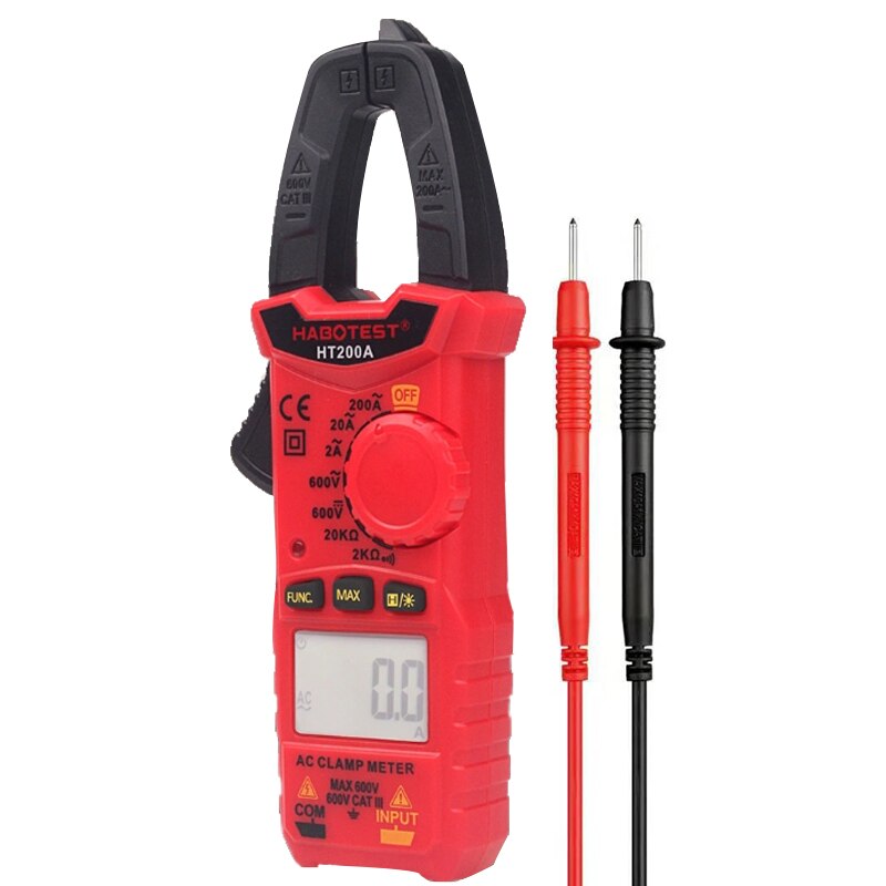 Voltage Current Clamp Meter Digital High Precision Multimeter Electrical Megger Tester Readings Are Accurate Precise Measurement: HT200A Red