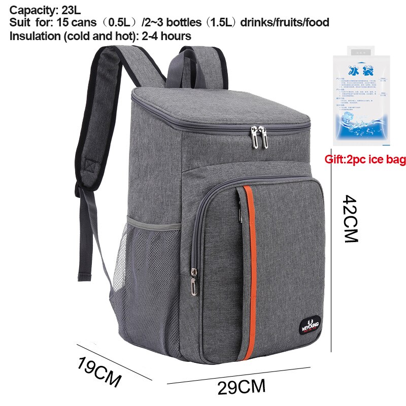 Thermal Backpack Waterproof Thickened Cooler Bag Box Large Insulated Bag Picnic Cooler Backpack Refrigerator Bag 8L/23L/28L: 224 dark grey