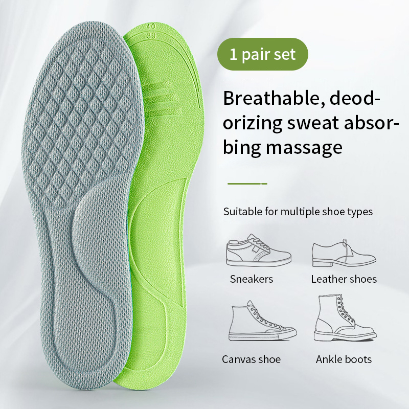 Sports Insoles for Shoes 5D Massage Soft Deodorant Breathable Shock Absorbant Cushion Running Insoles For Feet Men Women