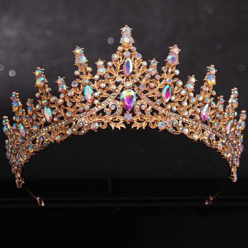 Barok Kristal Tiara 'S En Kronen Voor Vrouwen Bruid Strass Prom Diadeem Bruids Bruiloft Haaraccessoires Sieraden Kroon Tiara: Blue White Zinc Plated