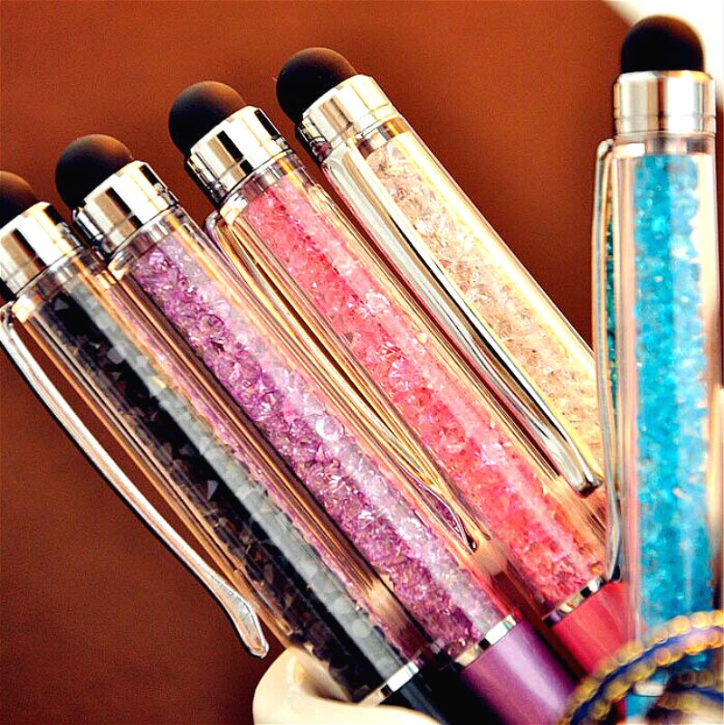 Crystal Ballpoint Pen Touch Screen Stylus Pen Useful 2 in 1 Tablet Pen For Pad Phone Smart Phone