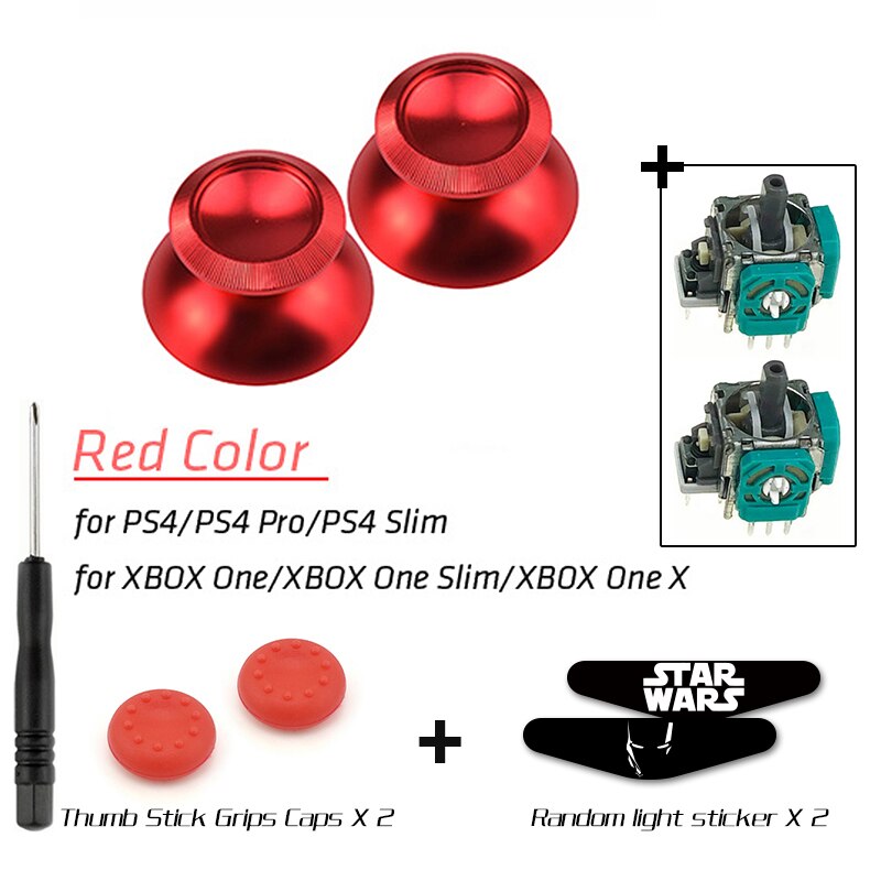 DATA FROG Metal Thumb Sticks Joystick Grip Button For Sony PS4 Controller Analog Stick Cap For Xbox One /PS4 Slim/Pro Gamepad: red 02