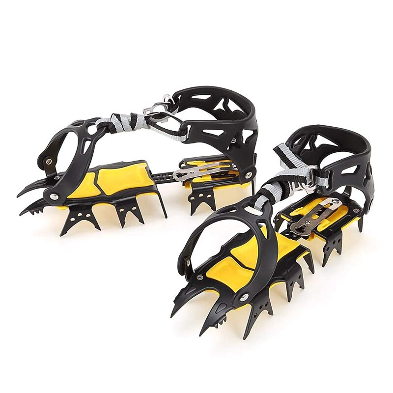 18 Teeth Crampons Traction Cleats Spikes Snow Grips,Anti-Slip Stainless Steel Crampons for Mountaineering & Ice Climbing