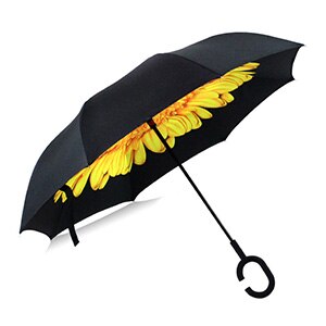 Paraguas invertido de doble capa para hombre, sombrilla de doble capa de mango largo plegable, a prueba de viento, con gancho en forma de C, para golf y coche, 2022 Ho: E