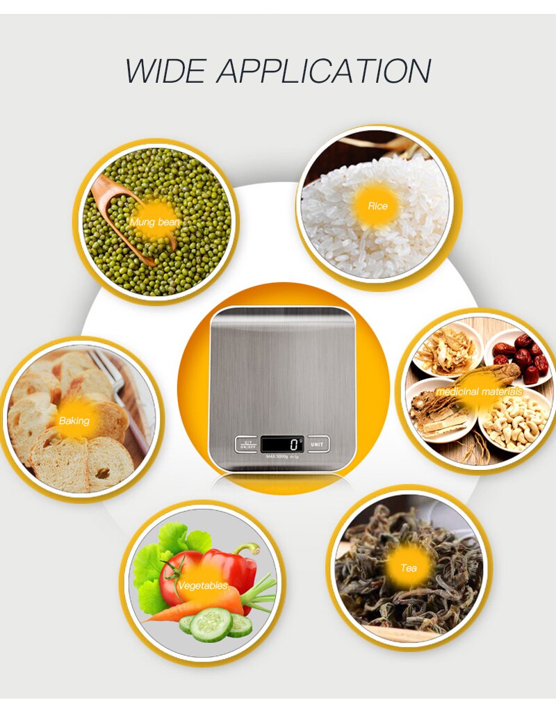 Digital Kitchen Scale 1g/0.1oz Precise Stainless Steel Food Scale for Cooking Baking weighing Scales Electronic LCD Display