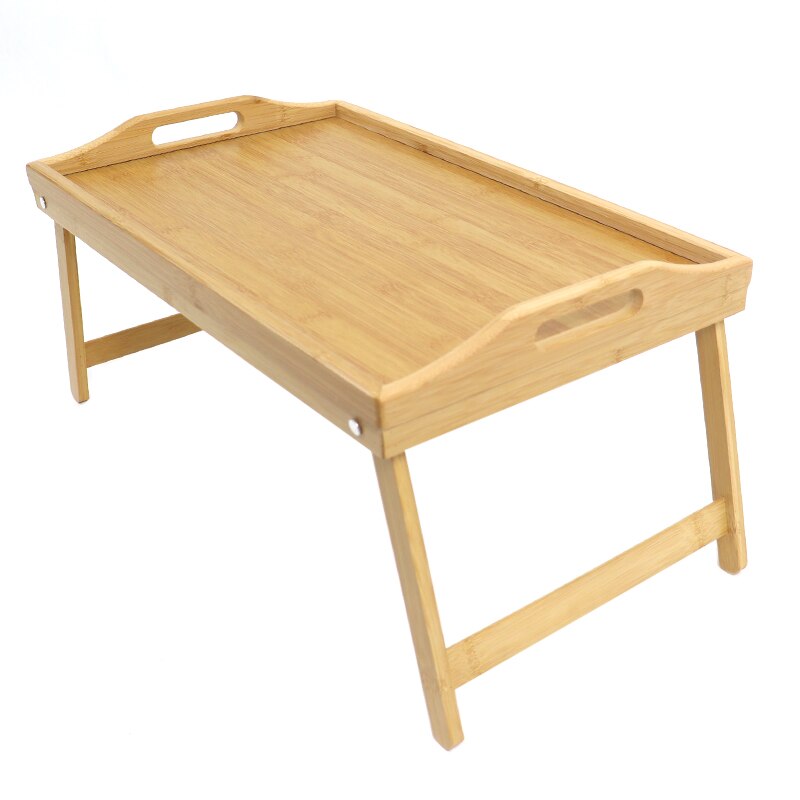 Opvouwbare Bamboe Houten Bed Lade Ontbijt Op Het Bed Laptop Bureau Eenvoudige Eettafel Voor Slaapbank Tafel Picknick Met handvat