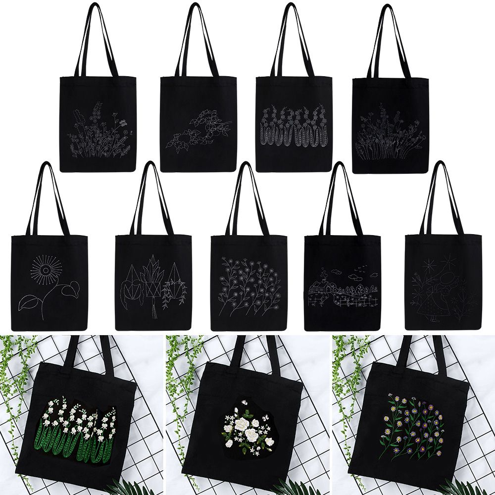 Bloem Patroon Borduurwerk Canvas Tas Diy Naaien Kruissteek Handwerk Artcraft Handtas Met Borduurwerk Hoepel Voor Beginner