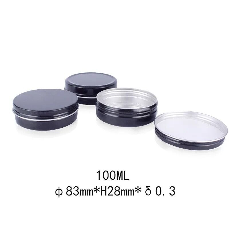 100ml zwarte blikken hervulbare containers aluminium cosmetische blikken voorraadpotten lege cosmetische schroefdop monstercontainers doos
