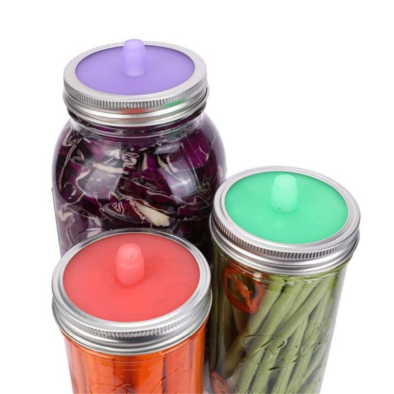 Wide Mouth Mason Jar Lids Silicone Lids With Sealed Ring Waterless Airlock Fermentation Lids For Sauerkraut Kimchi Pickles