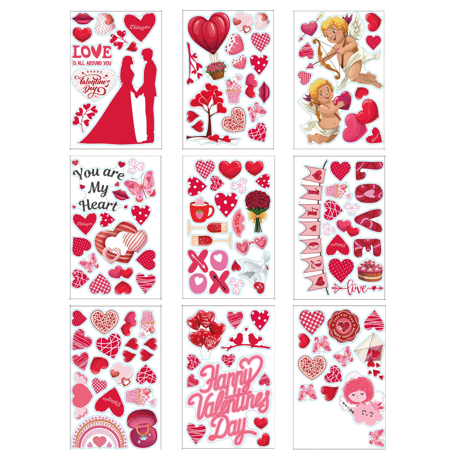 Pvc Valentijnsdag Raam Kleeft Stickers Hart Liefde Letters Broodjes Ects Decoraties 20X30Cm Decals