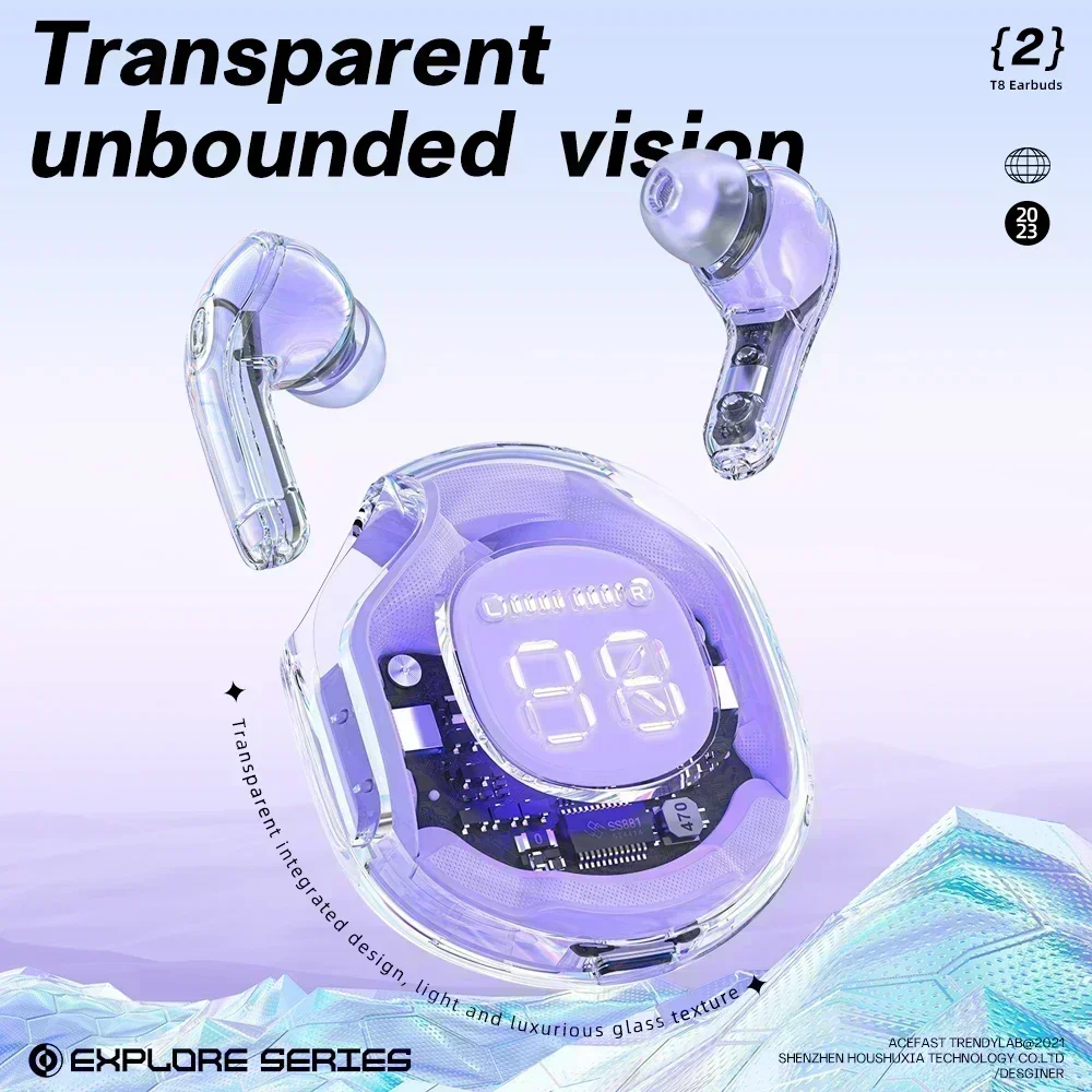 T8 TWS Wireless Earphone Bluetooth 5.3 Headphones Sport Gaming Headsets Noise Reduction Earbuds Bass Touch Control for phone