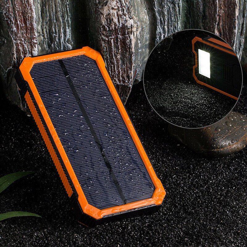 Zonne-energie Bank Waterdichte Case Kits Dual Usb Solar Battery Charger Externe Box Zaklamp Mini Powerbank Voor Smartphone: Oranje