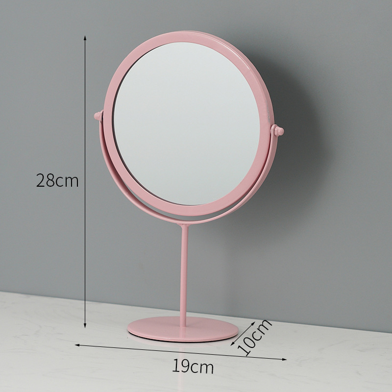 Stående drejeligt metal makeup spejl bord ornament bærbare jern kosmetiske dekorative spejle til piger