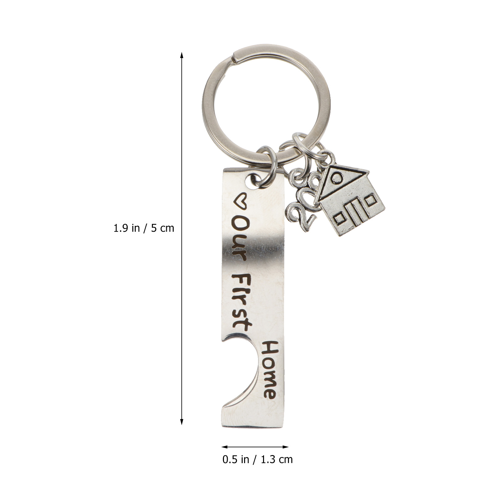 2pcs Housewarming Home Keychain Stainless Steel Key Rings