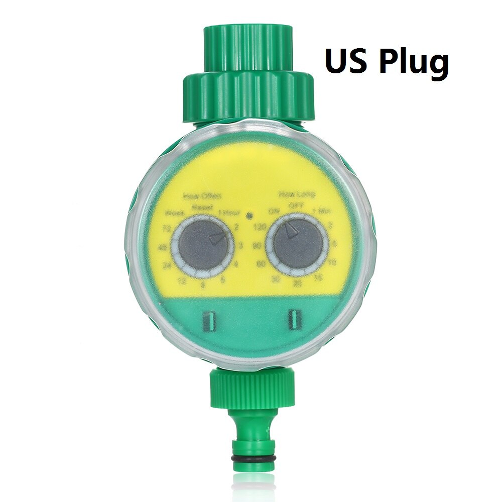 Digital slang kran timer utomhus batteridriven automatisk bevattning sprinklersystem bevattning controller med 2 uttag: Set 4 us plugg